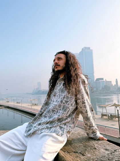 The Mystic Mist | Linen Henley Shirt