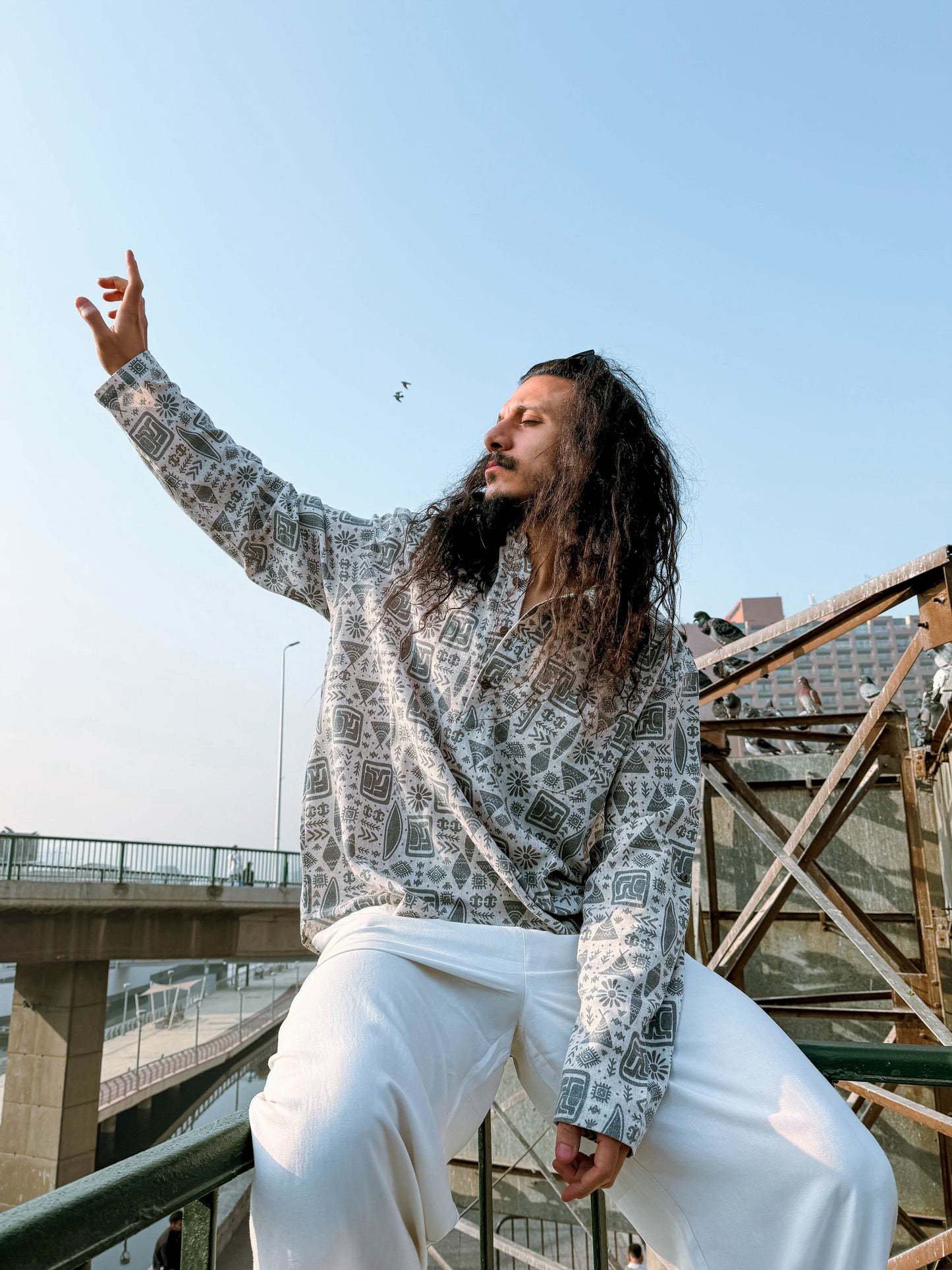 The Mystic Mist | Linen Henley Shirt