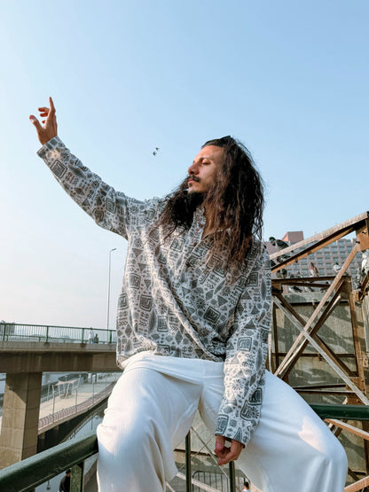 The Mystic Mist | Linen Henley Shirt