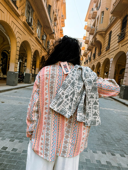 The Boho Blush | Linen Henley Shirt
