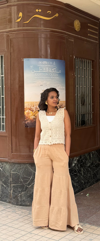 Cotton Gauze Pants - Almond Beige