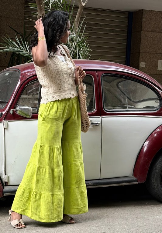 Cotton Gauze Pants - pistachio green