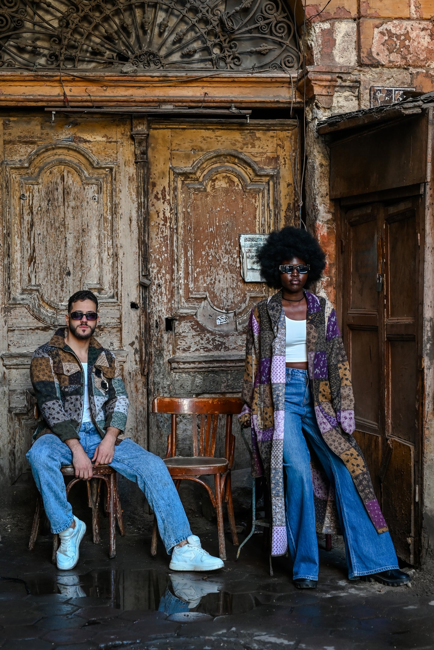 Oversized Vivid Patchwork Long Coat