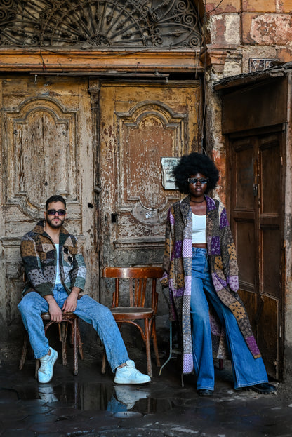 Oversized Vivid Patchwork Long Coat