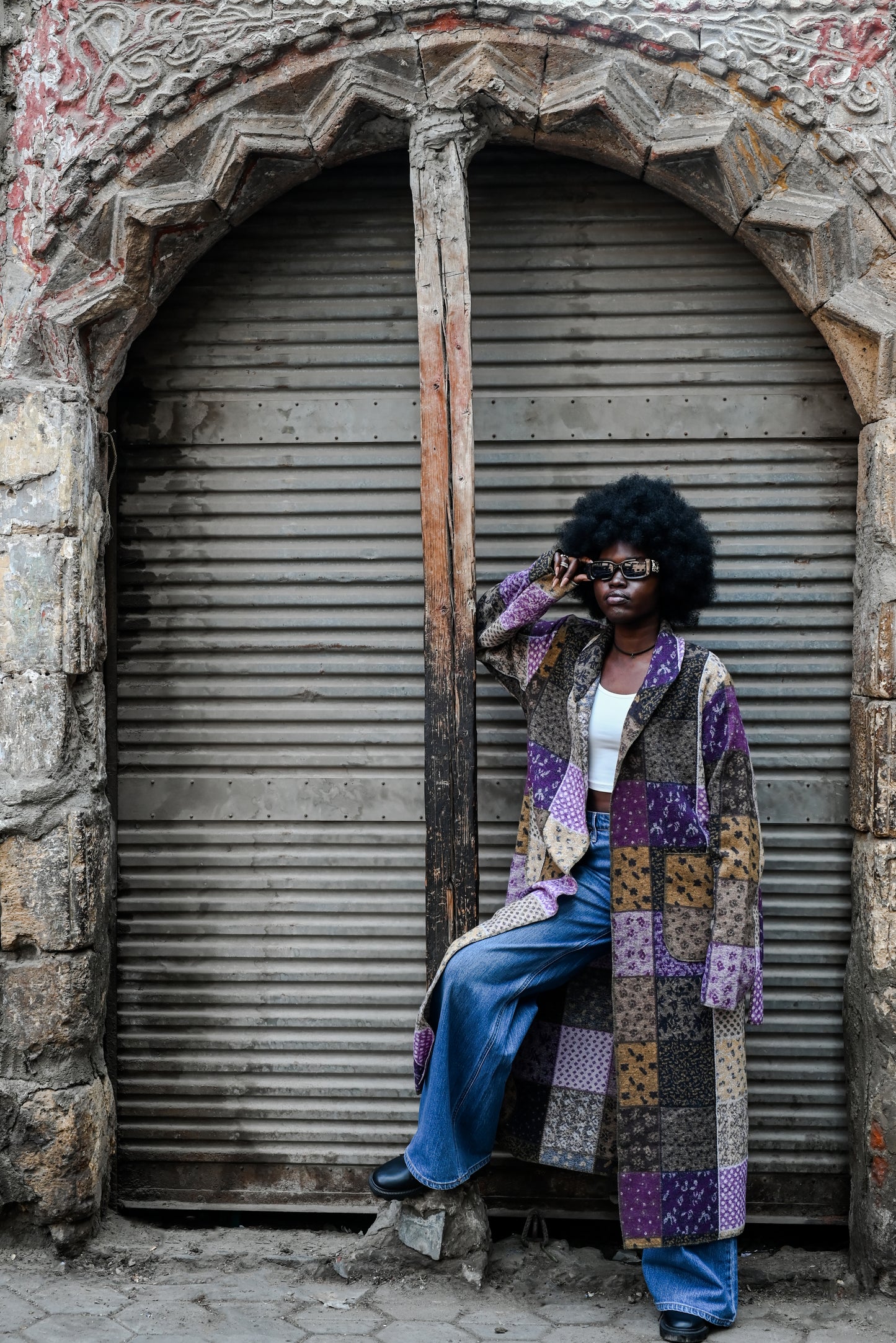 Oversized Vivid Patchwork Long Coat