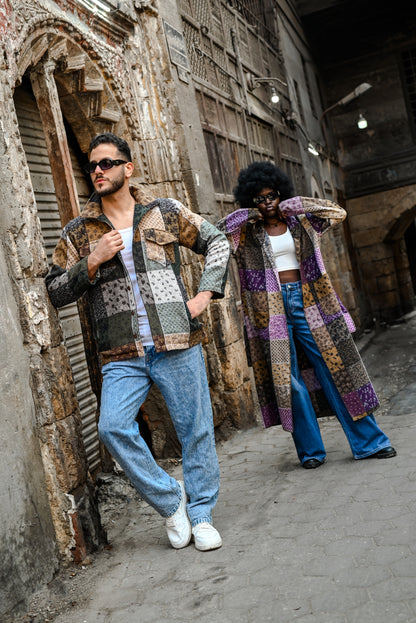 Earth-Toned Patchwork Men’s Jacket