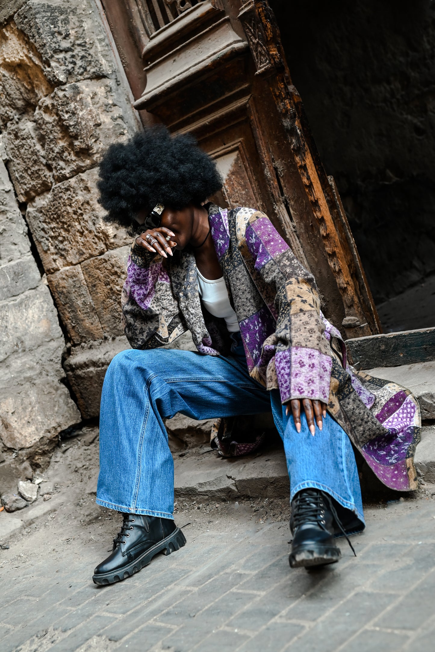 Oversized Vivid Patchwork Long Coat