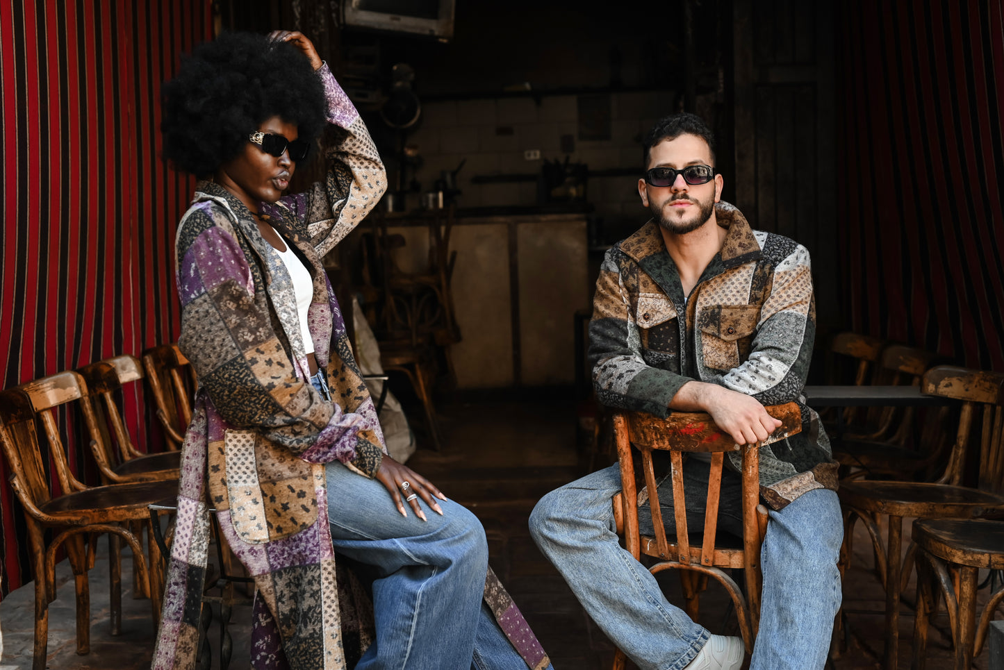 Earth-Toned Patchwork Men’s Jacket